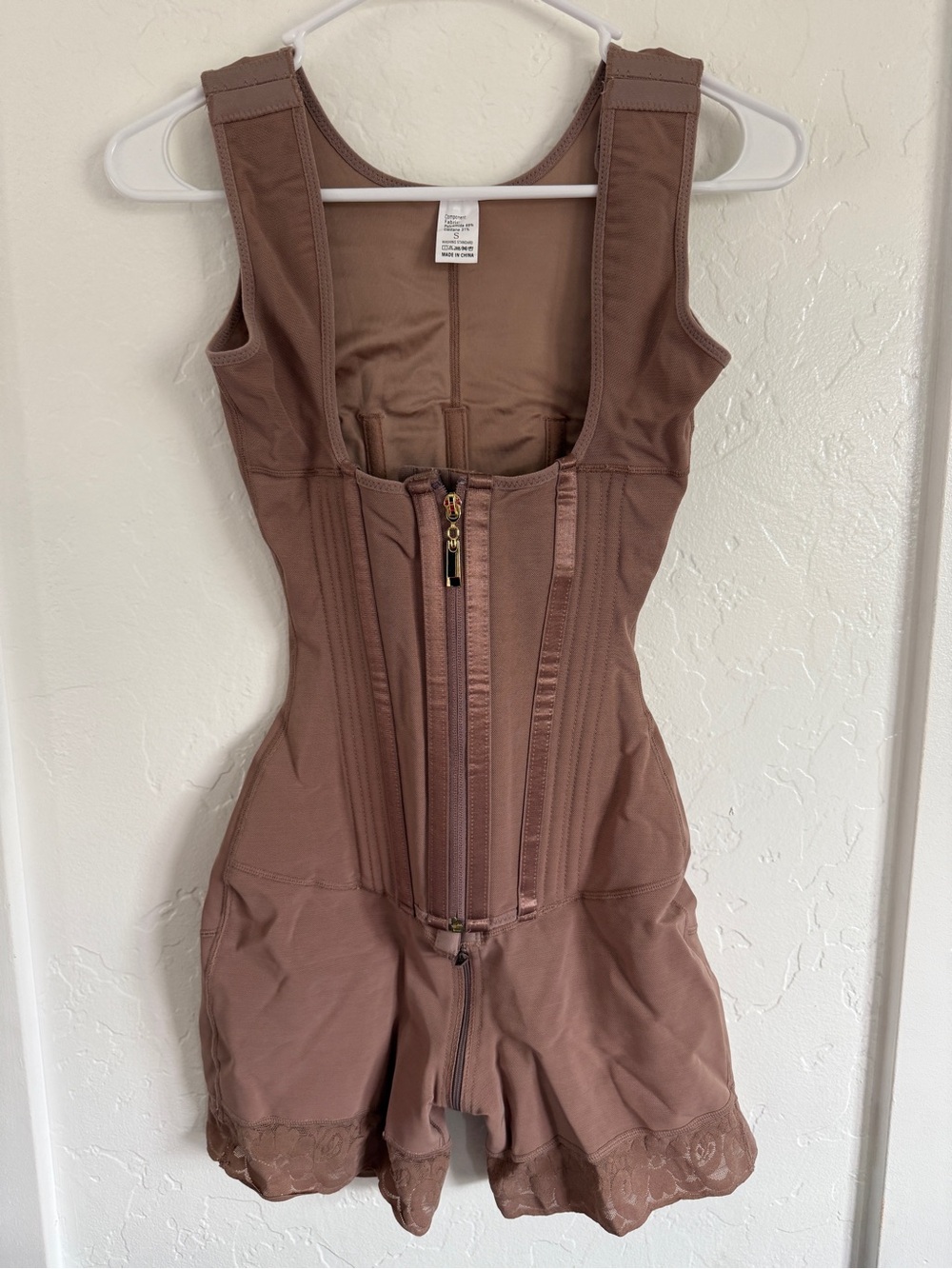 Brown Sculpting Shapewear Dress with Front Zipper